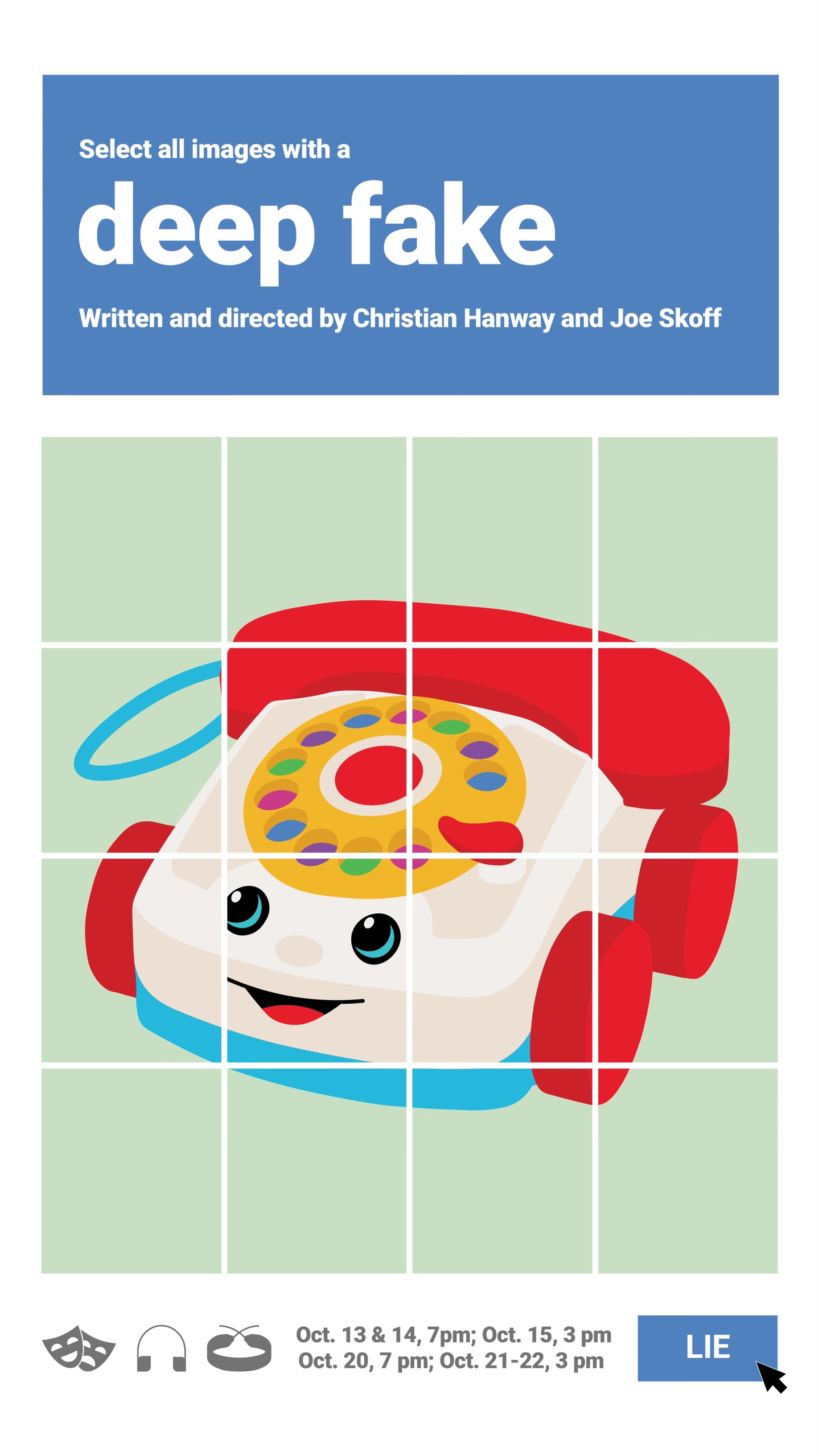 A drawing of a child's toy phone on a Google Captcha.